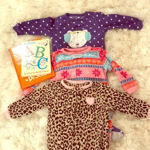 ❤️three sets cozy footed PJs